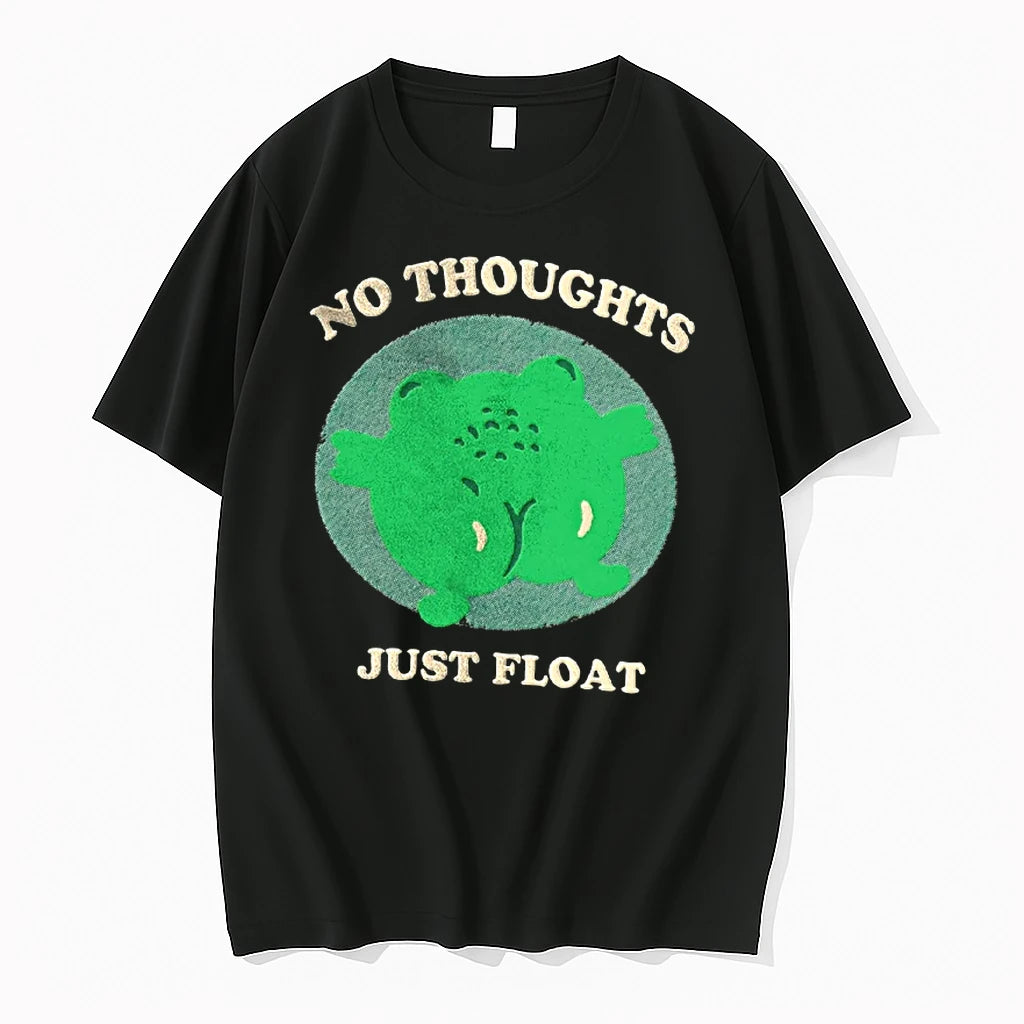 Officials Frog No Thoughts Just Float Illustration Design With Swimming Amphibian T Shirt Sweater