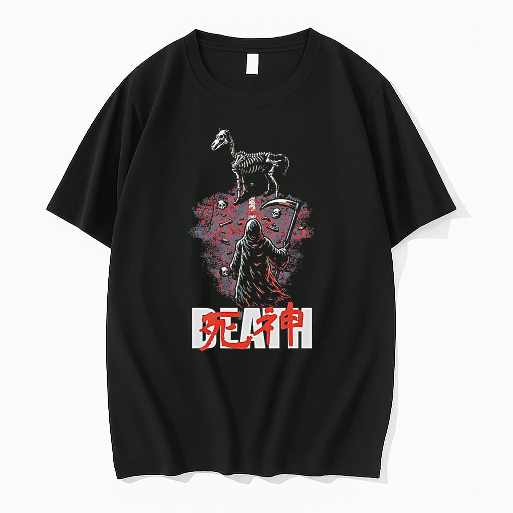 Officials Grim Reaper Death Horse Shinigami Skull Skeleton Kanji Tank Top T Shirt Sweater