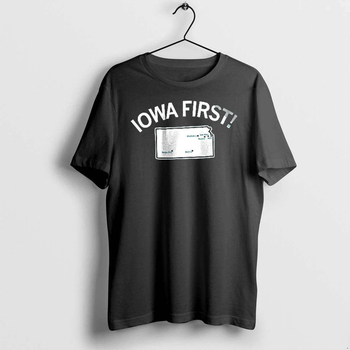 Officials Iowa First Kansas State Map Outline City Locations Line Art Youth T Shirt Sweater