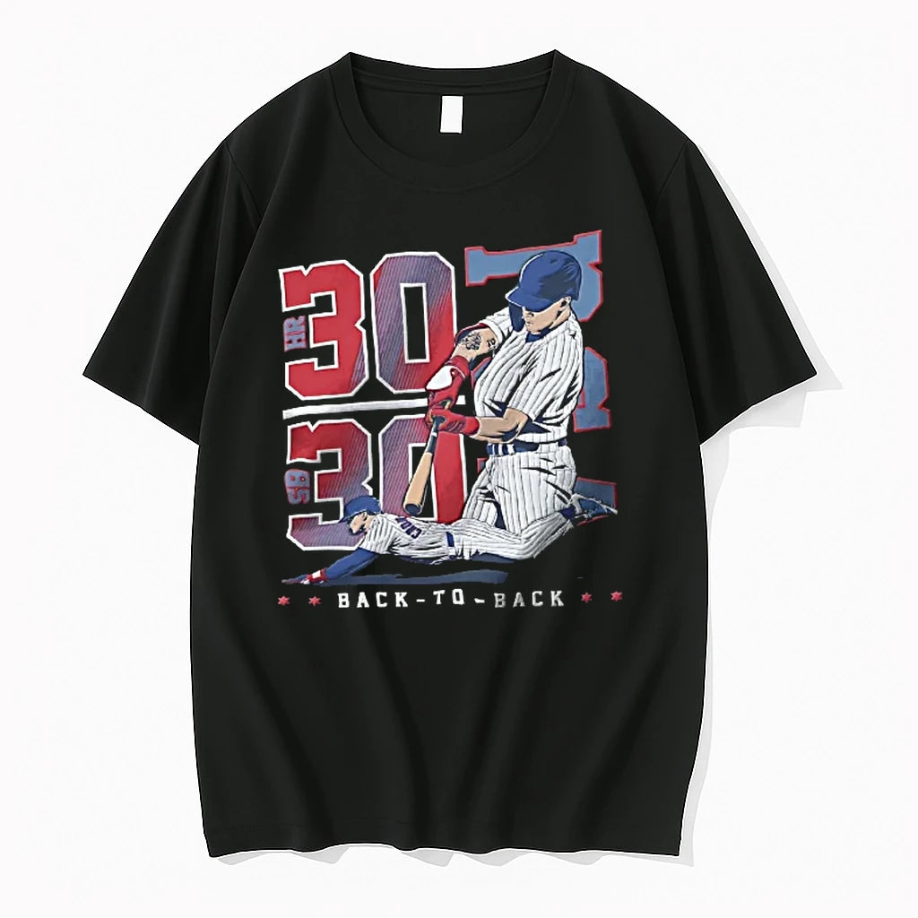 Officials Mlb 30 Hr Sb Back To Baseball Player Batting And Sliding T Shirt Sweater