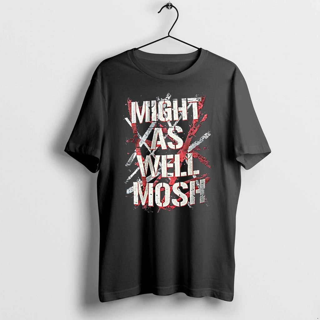 Officials Might As Well Mosh Distressed Red White Crisscross Stripes Background Youth T Shirt Sweater