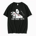 Officials Oh She Ate Female Vampire Biting Neck Red Nails Stencil Youth T Shirt Sweater