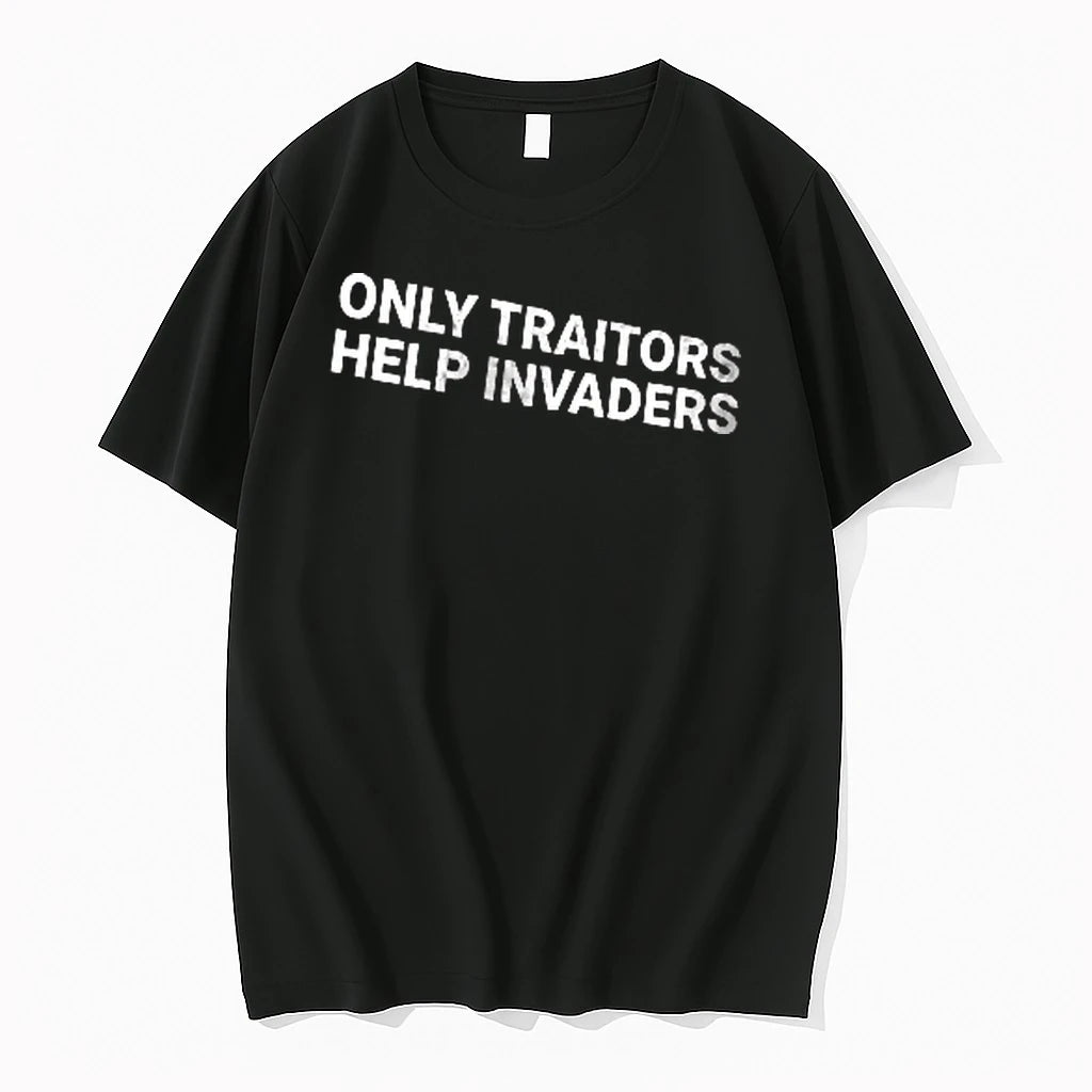 Officials Only Traitors Help Invaders Bold Sans Serif Typography Text Block Men T Shirt Sweater