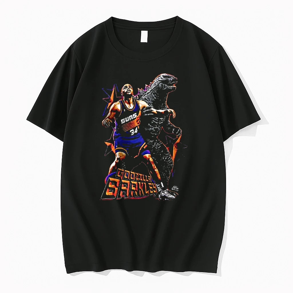 Officials Phoenix Suns Player Charles Barkley Playing Basketball With Godzilla Youth T Shirt Sweater