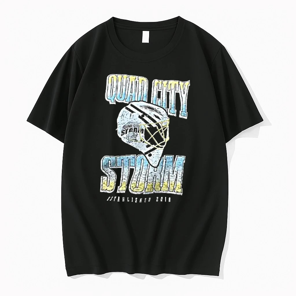 Officials Quad City Storm Hockey Goalie Helmet Quad City Storm Established T Shirt Sweater