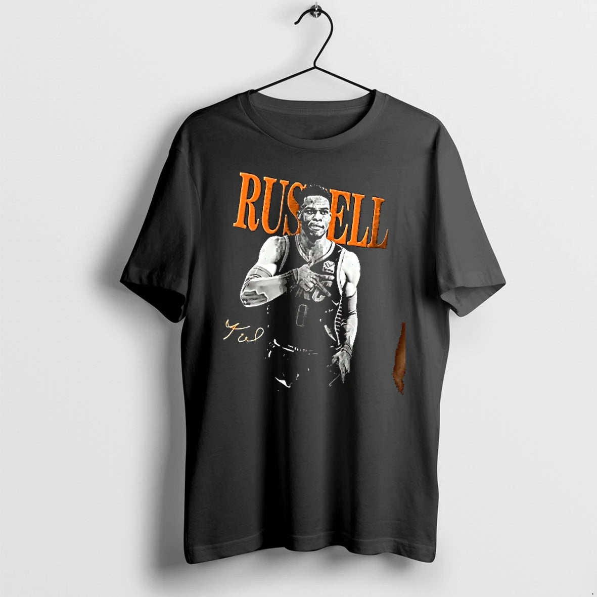 Officials Russell Westbrook 0 Orange Name Signature Men T Shirt Sweater