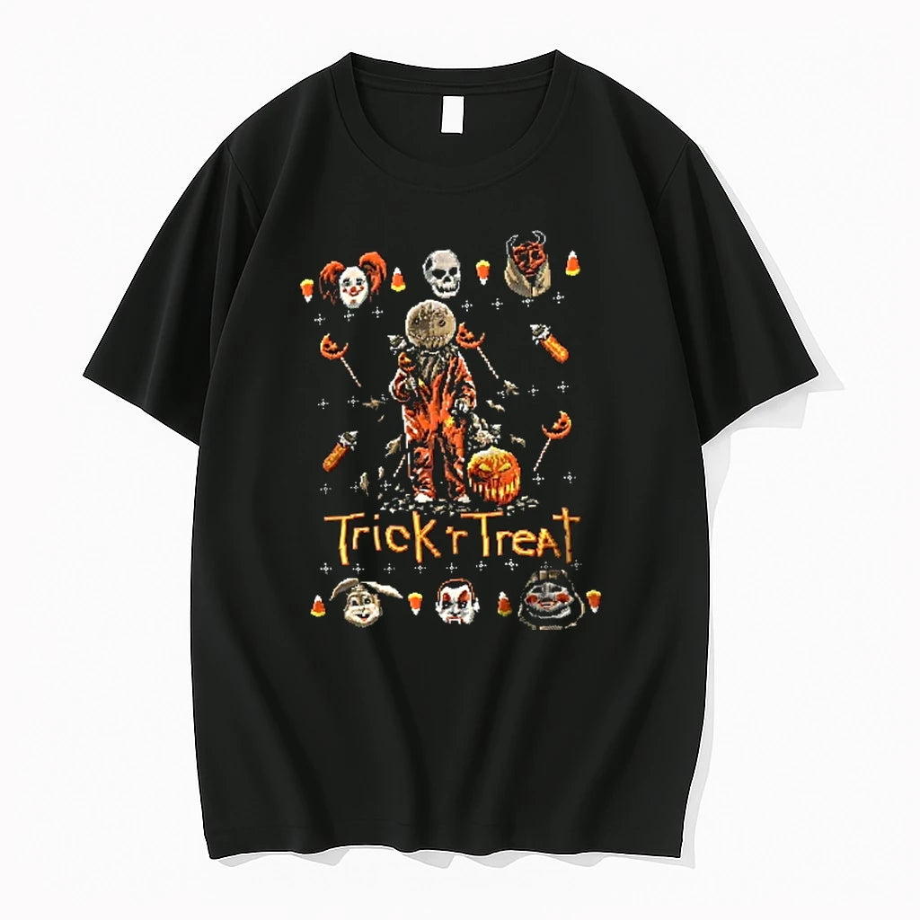 Officials Sam Halloween Trick Are Treat Pixel Art Pumpkin Lollipop Candies T Shirt Sweater