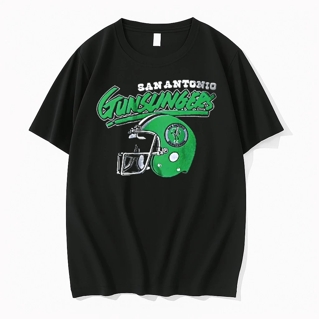 Officials San Antonio Gunslingers Distressed Retro Green Football Helmet Youth T Shirt Sweater
