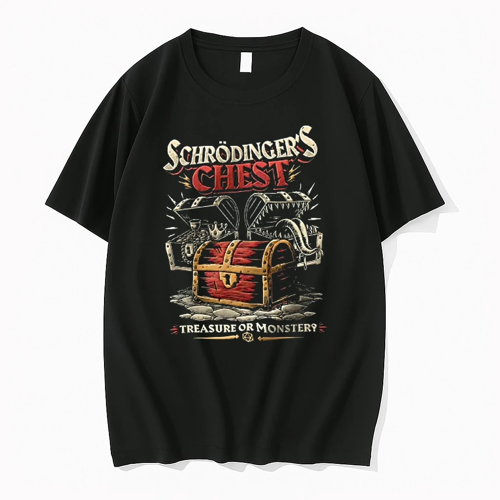 Officials Schrodingers Chest Treasure Or Monster Gold Crown Sharp Teeth Tongue T Shirt Sweater