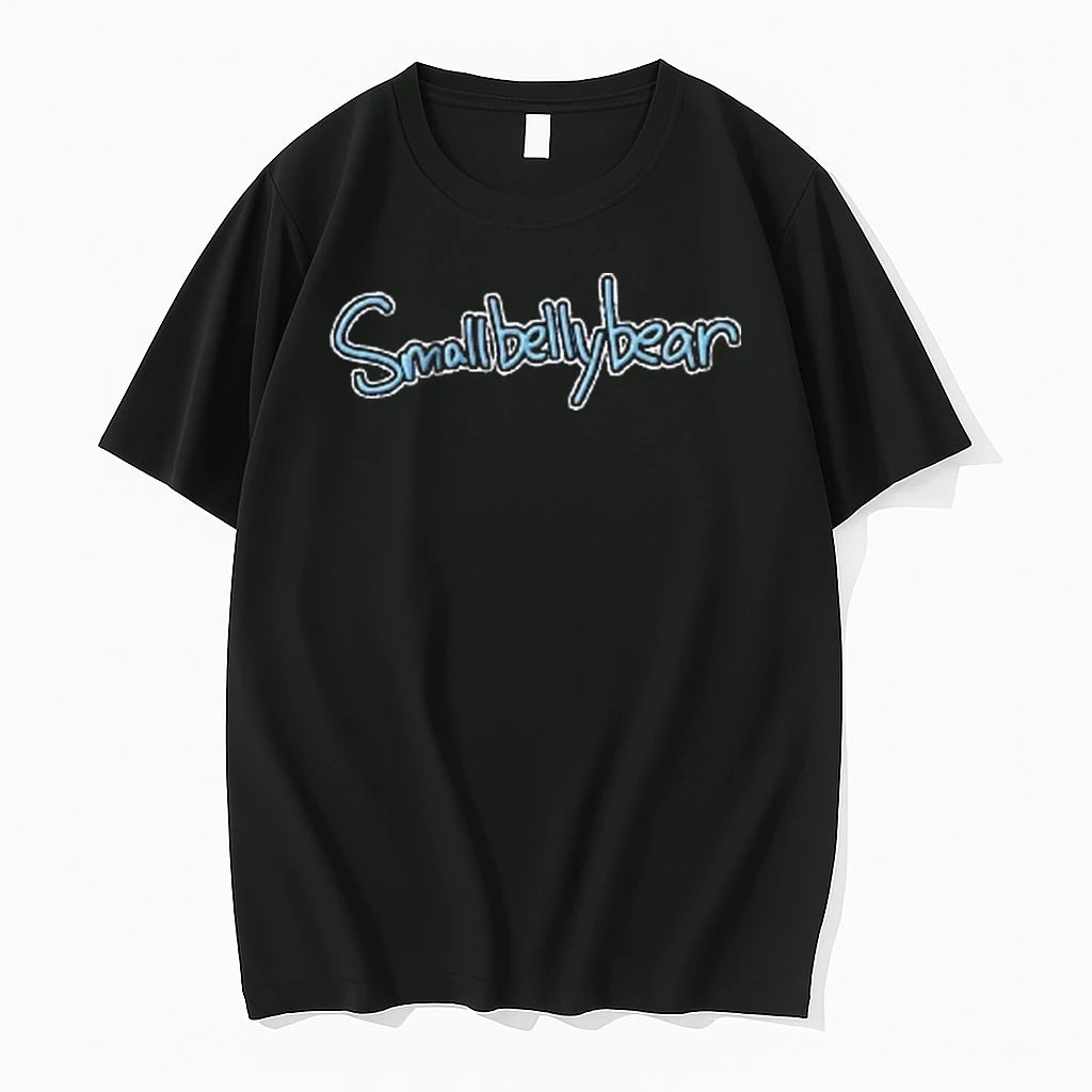 Officials Smallbellybear Blue Cursive Script Outline Lettering Logo Youth T Shirt Sweater