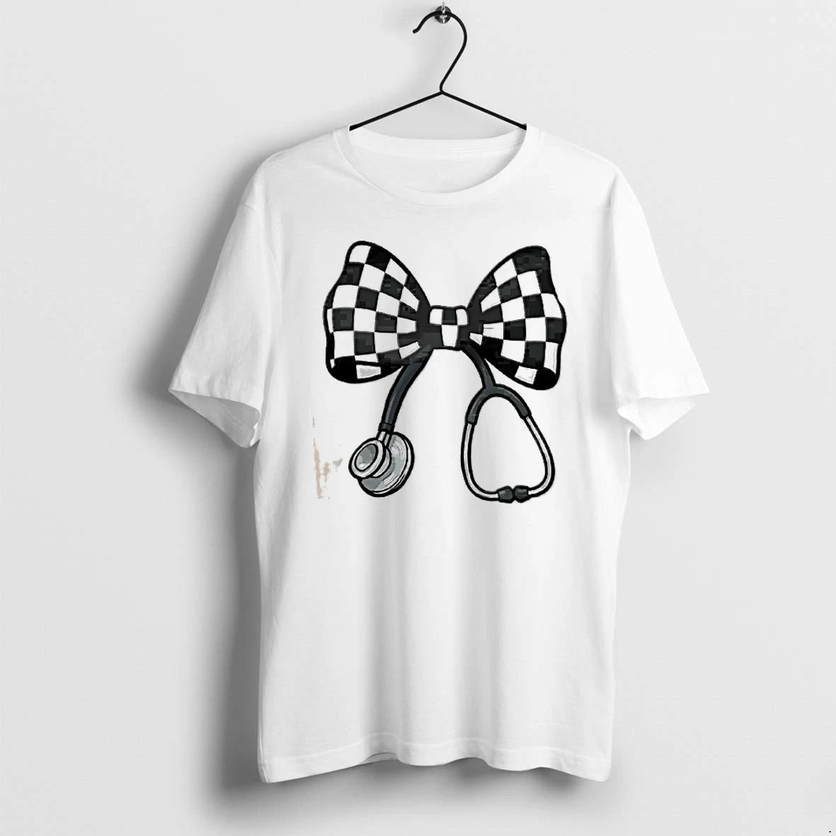 Officials Stethoscope Medical Bow Checkered Pattern Nurse Women T Shirt Sweater