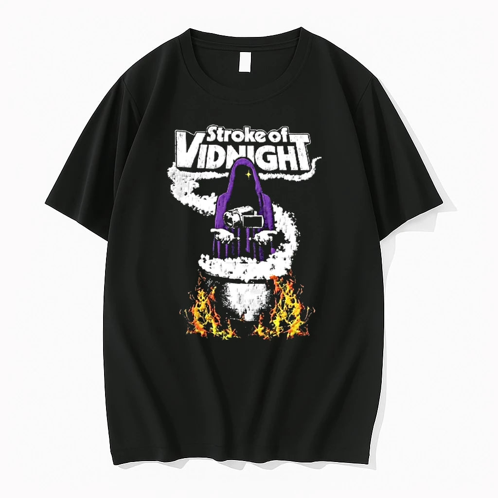 Officials Stroke Of Midnight Camcorder Reaper Hooded Figure Occult Horror Movie T Shirt Sweater