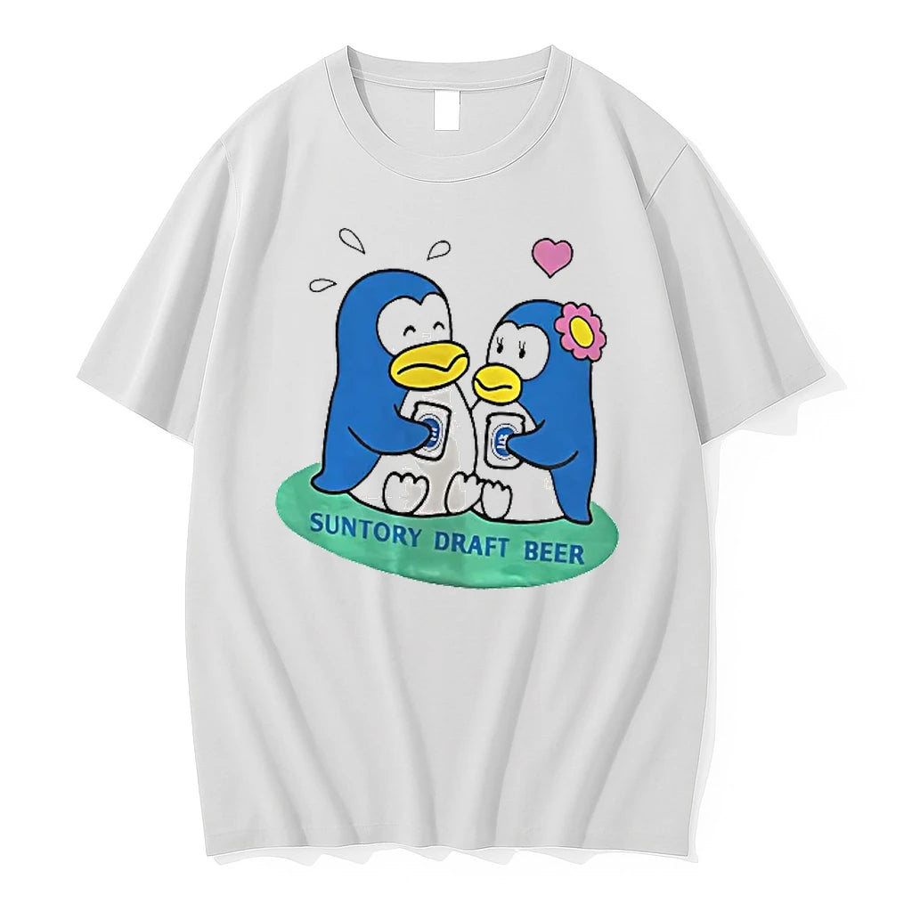 Officials Suntory Draft Beer Penguins Lovers Heart Mascot Character T Shirt Sweater