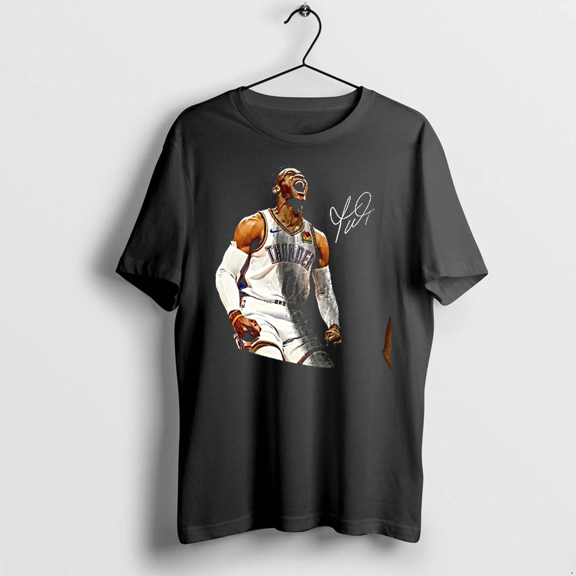 Officials Thunder 0 Russell Westbrook Screaming Signature Men T Shirt Sweater