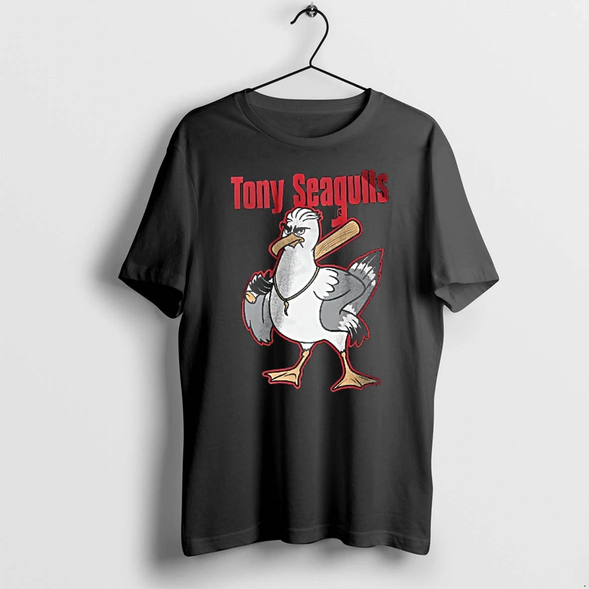 Officials Tony Seagulls Cartoon Mobster Bird Carrying Baseball Bat Youth T Shirt Sweater