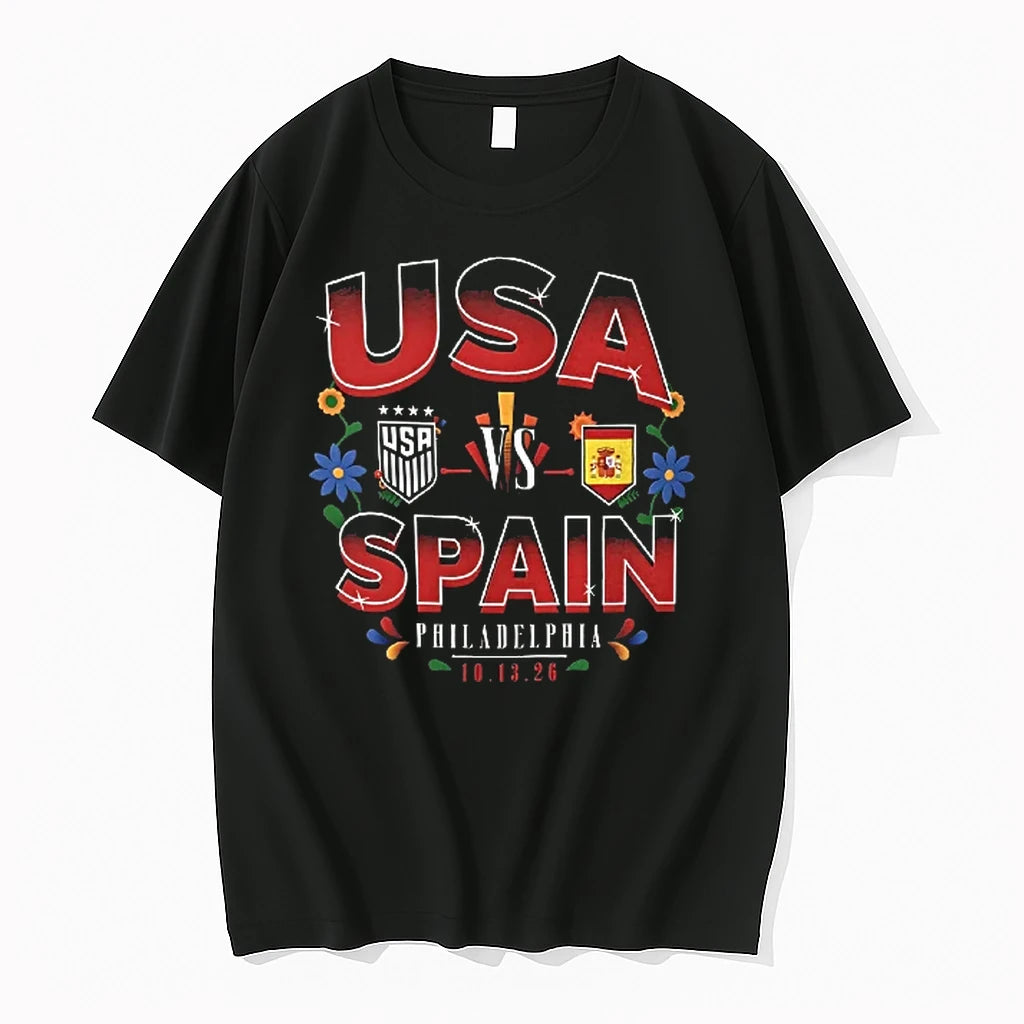Officials Usa Vs Spain Philadelphia 2026 Country Logos Floral Border Frame T Shirt Sweater