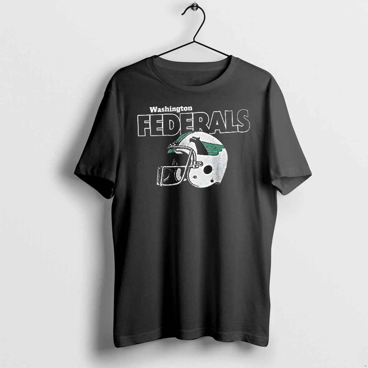 Officials Washington Federals Distressed Retro Football Helmet Green Eagle Logo Youth T Shirt Sweater