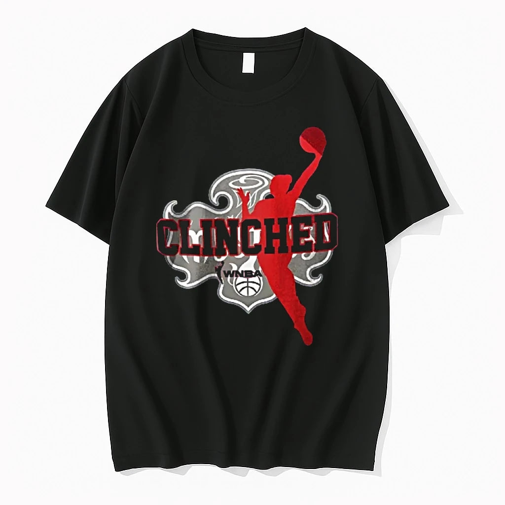 Officials Washington Mystics Wnba Clinched Red Player Silhouette Crest Logo Youth T Shirt Sweater