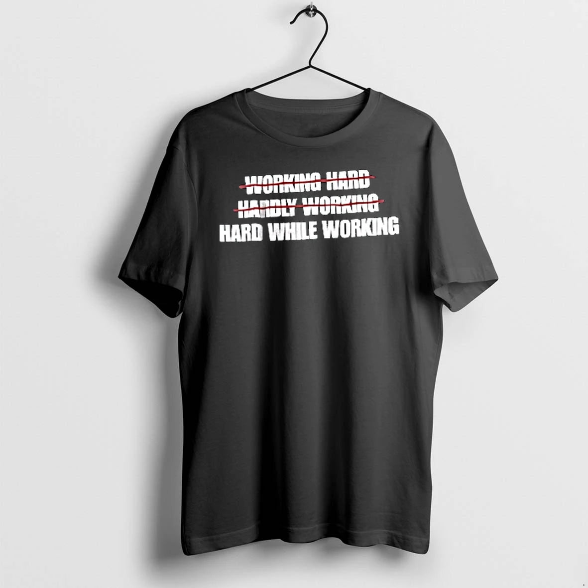 Officials Working Hard Hardly While Red Strikethrough Line Typography Youth T Shirt Sweater