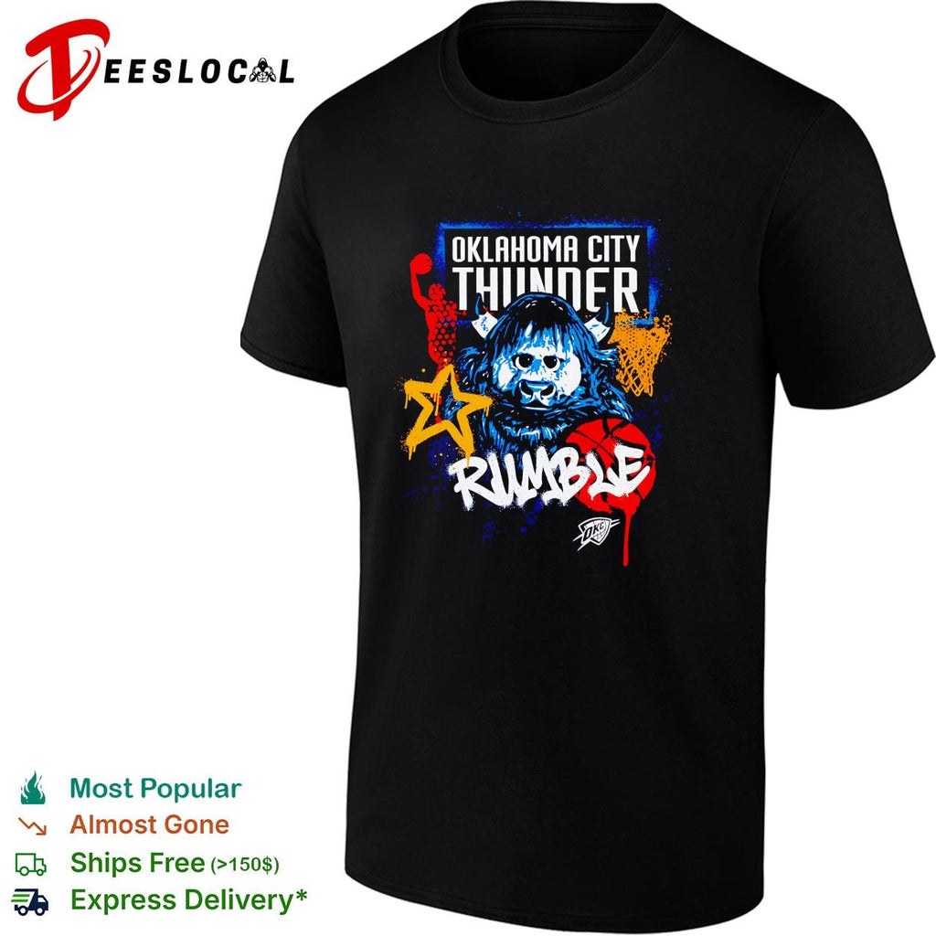Oklahoma City Thunder Rumble the Bison mascot basketball illustration graphic shirt