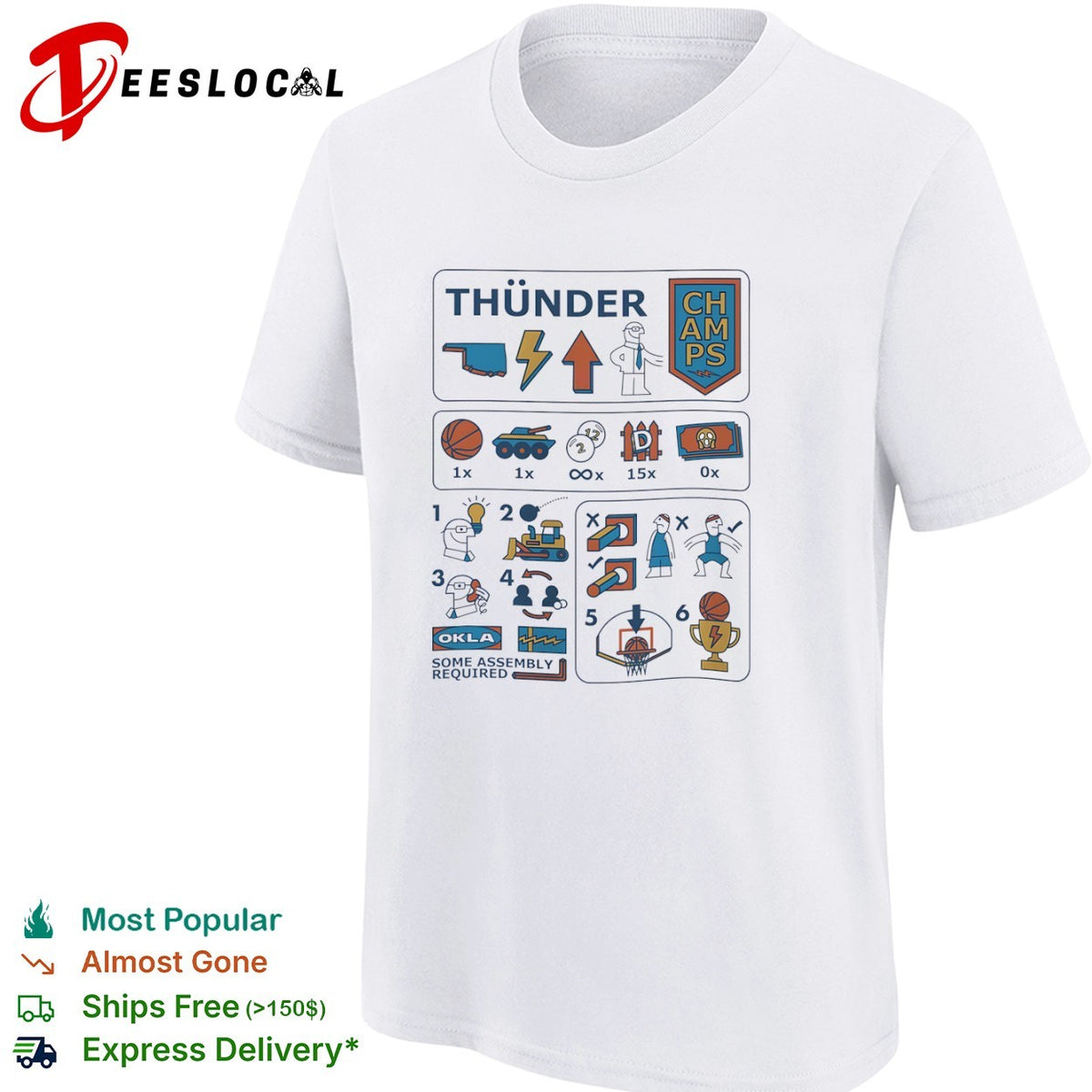 Oklahoma City Thunder Sam Presti Some Assembly Required Parody NBA Basketball shirt