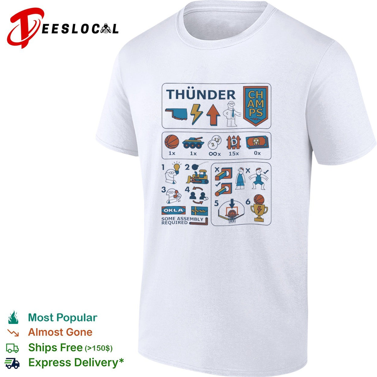 Oklahoma City Thunder Sam Presti Some Assembly Required Parody NBA Basketball shirt