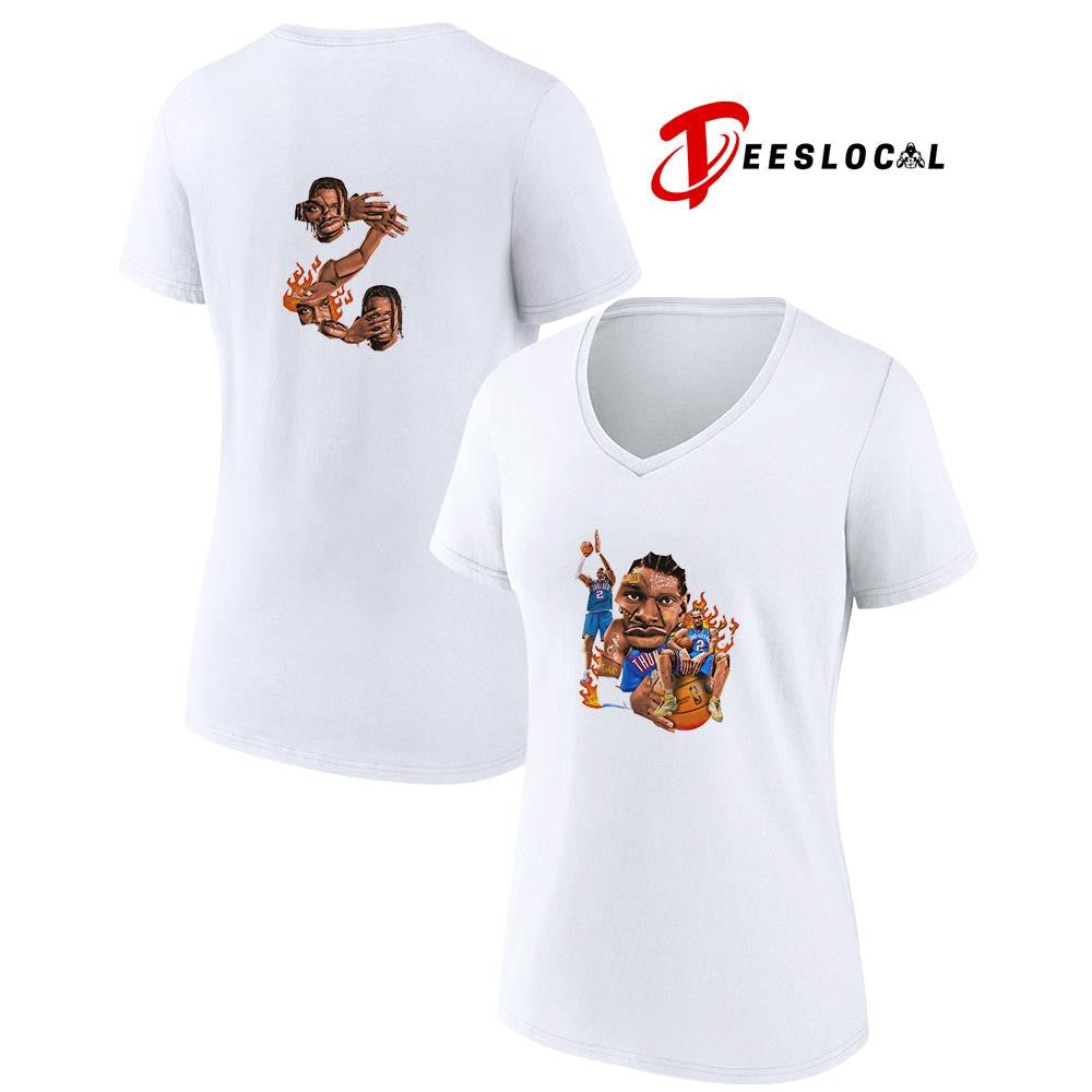 Oklahoma City Thunder Shai Gilgeous Alexander energetic athletic portrait caricature graphic shirt