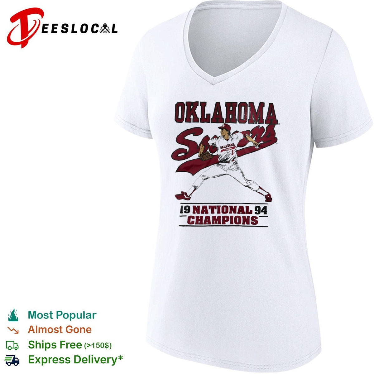 Oklahoma Sooners 1994 National Champions Baseball Shirt