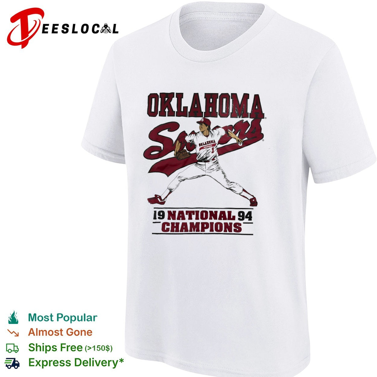 Oklahoma Sooners 1994 National Champions Baseball Shirt
