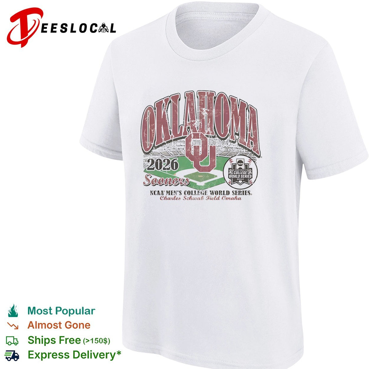 Oklahoma Sooners stadium 2026 NCAA Mens College World Series Charles Schwab Field Omaha shirt