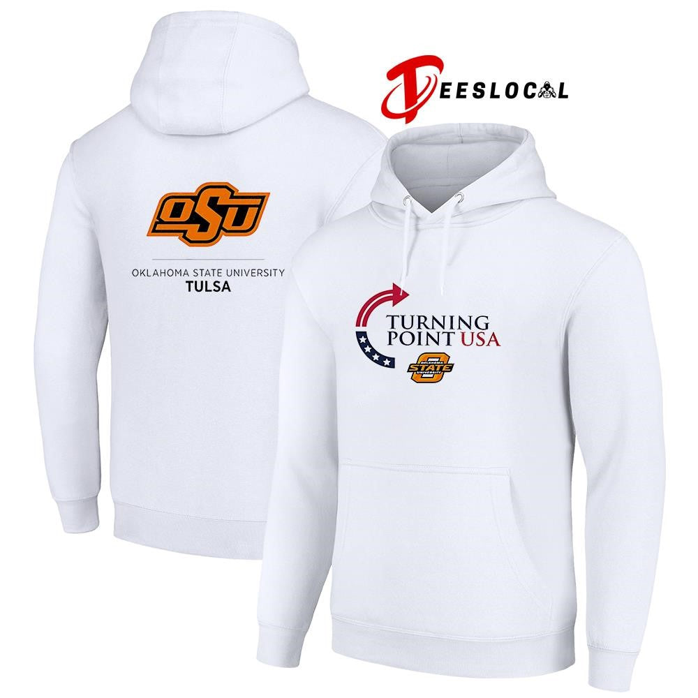Oklahoma State Cowboys x Oklahoma State university Tulsa x Charlie Kirk x Turning point USA logo shirt
