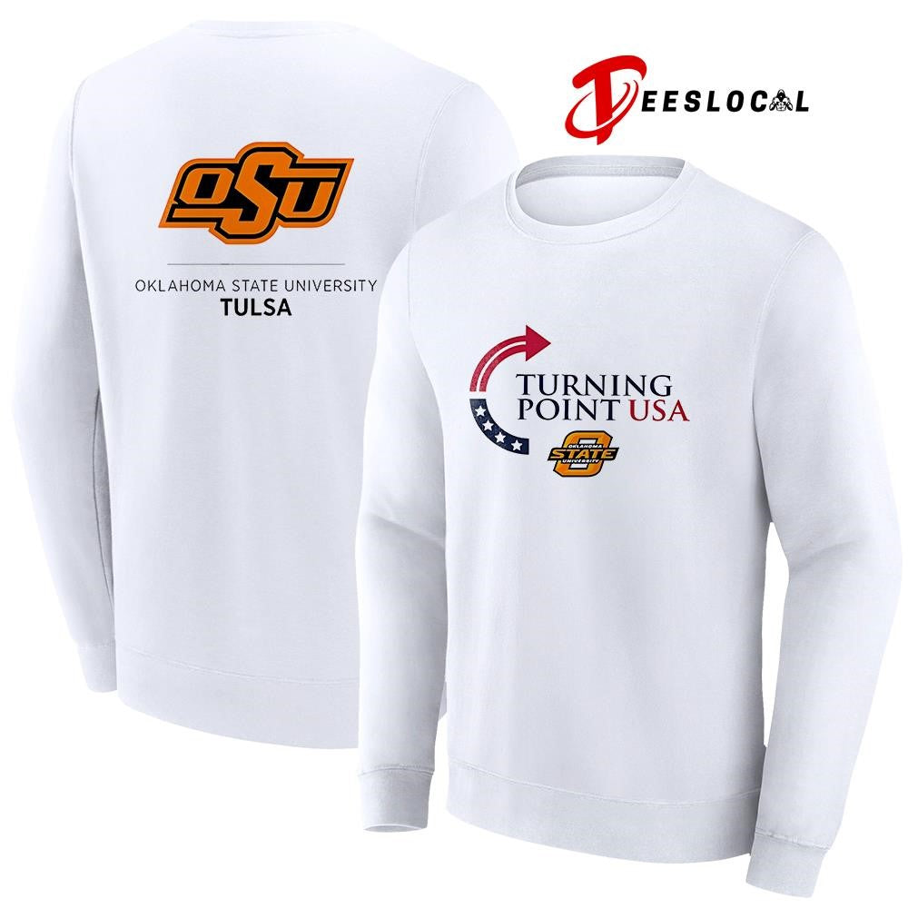 Oklahoma State Cowboys x Oklahoma State university Tulsa x Charlie Kirk x Turning point USA logo shirt