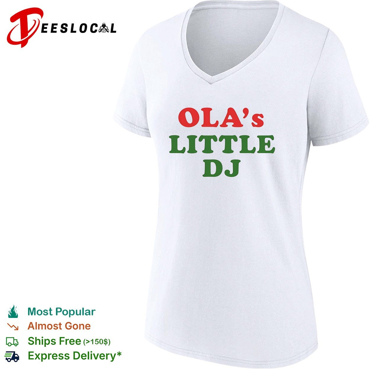 Ola’s little DJ bold colorful script party humor shirt