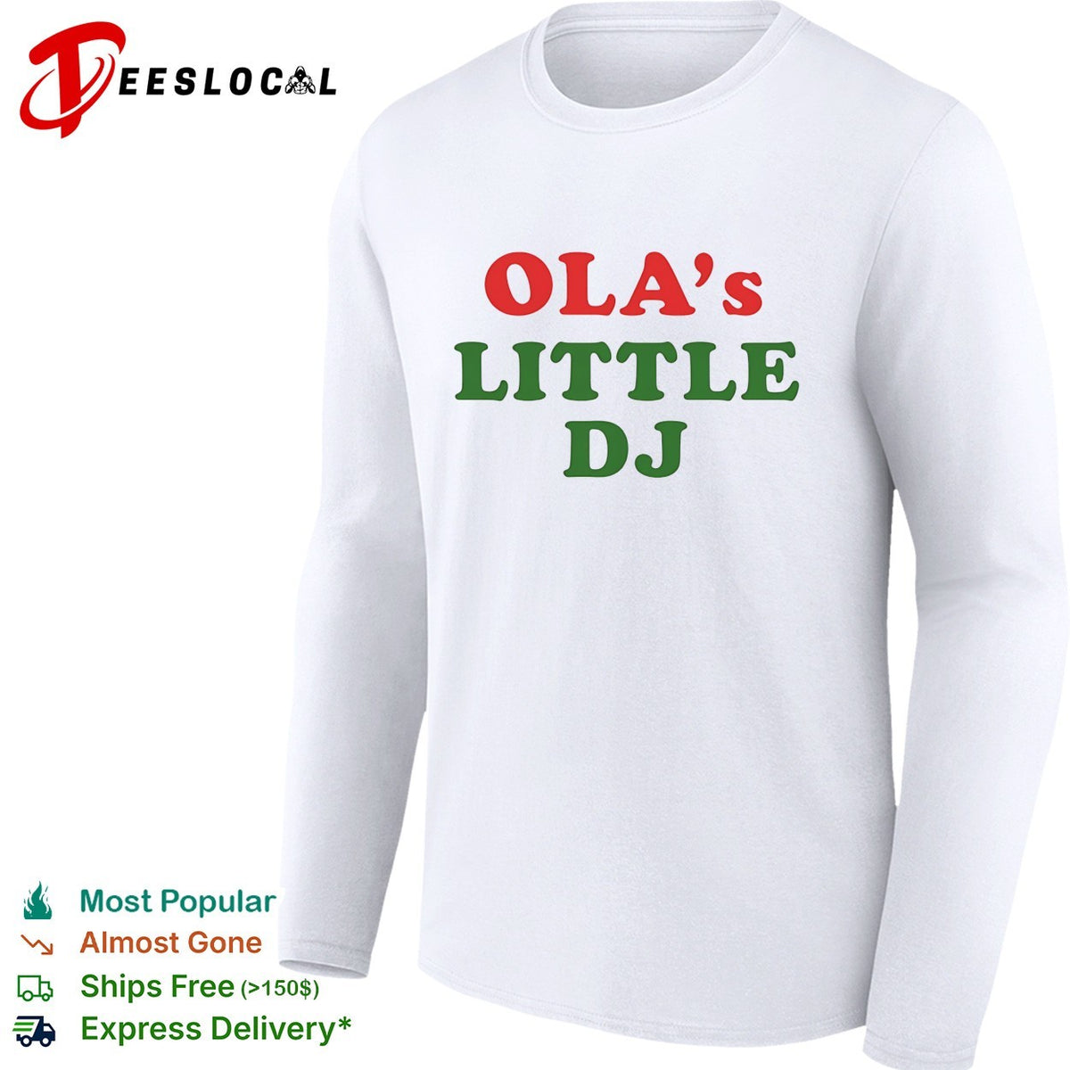 Ola’s little DJ bold colorful script party humor shirt