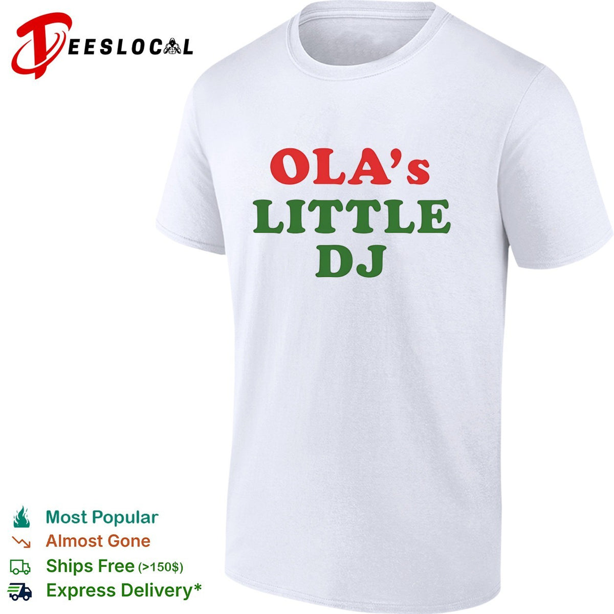 Ola’s little DJ bold colorful script party humor shirt