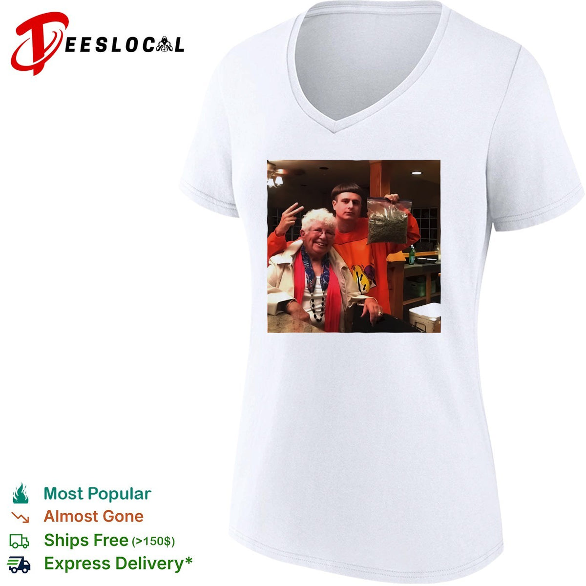 Oliver Tree with Grandma Marijuana Sack Viral Internet Meme Celebrity Photo shirt