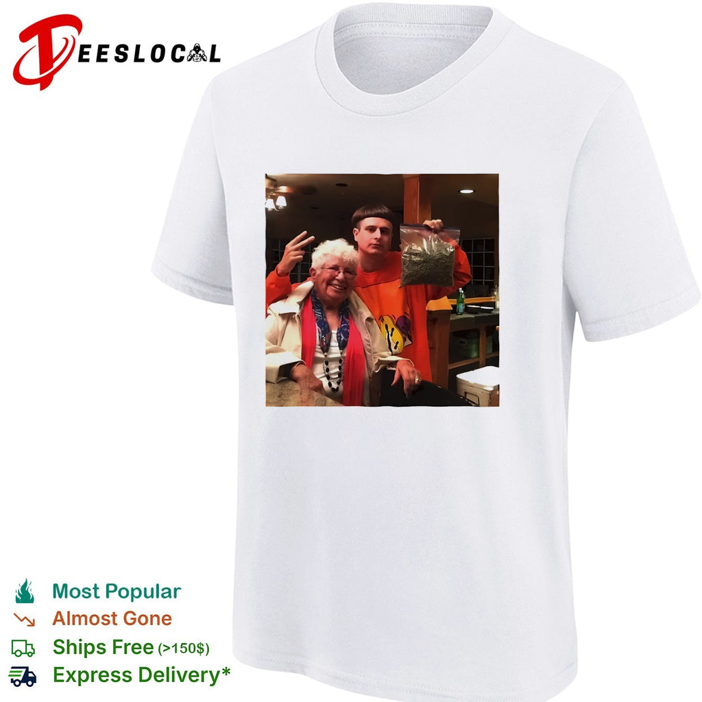Oliver Tree with Grandma Marijuana Sack Viral Internet Meme Celebrity Photo shirt
