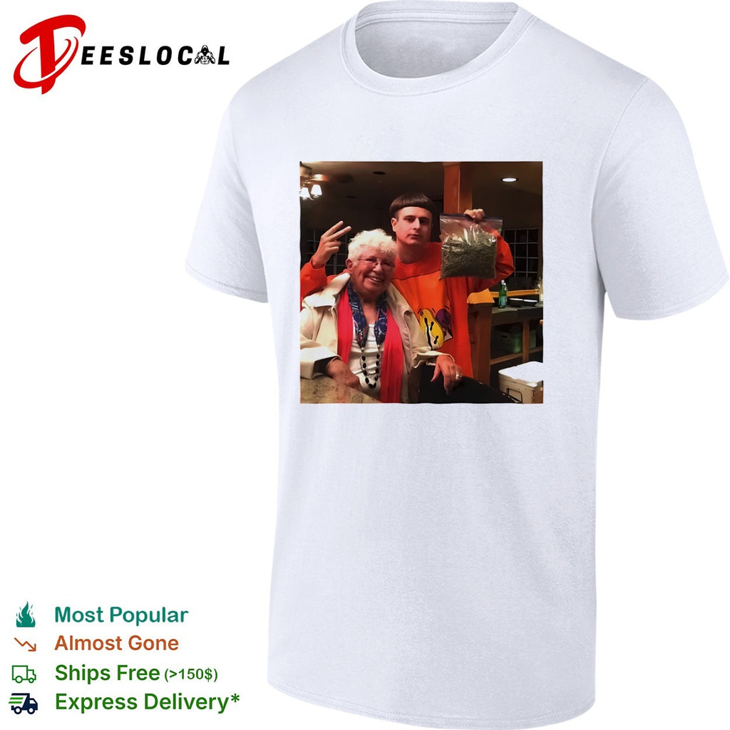 Oliver Tree with Grandma Marijuana Sack Viral Internet Meme Celebrity Photo shirt