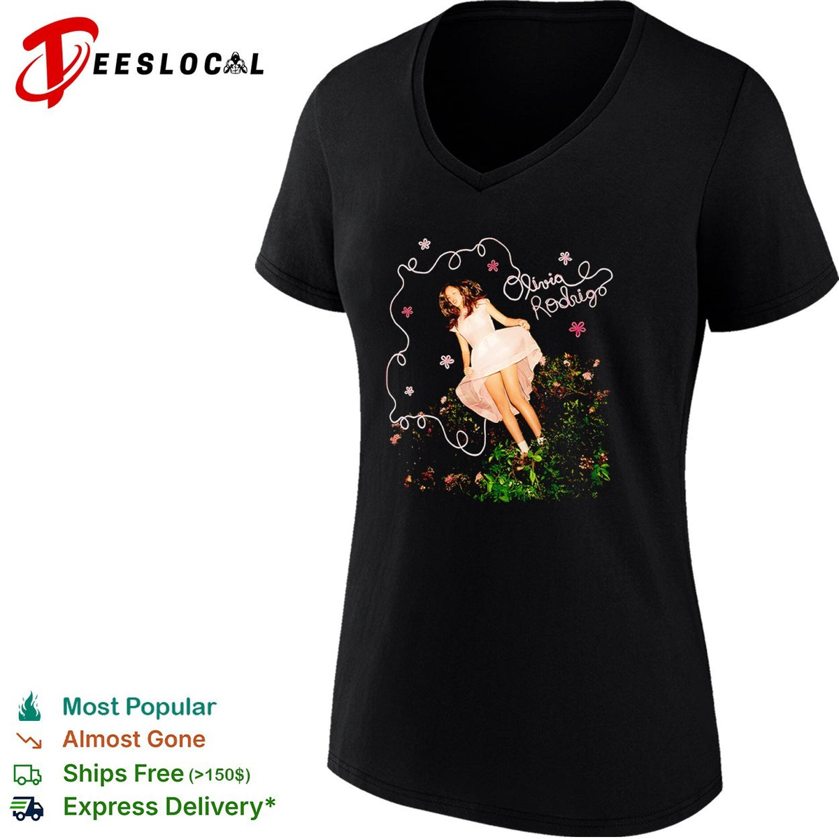 Olivia Rodrigo floral script shirt