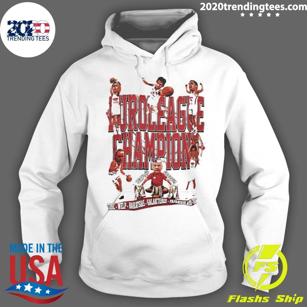 Olympiacos B.c Euro League Champions David Rivers Panagiotis Fasoulas Dusan Ivkovic Tomic Welp Bakatsiac Shirt