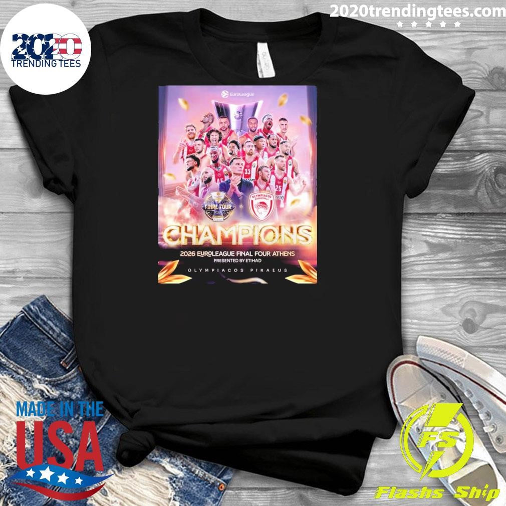 Olympiacos B.c. Champions 2026 Euroleague Final Four Athens Presented By Etihad Olympiacocs Piraeus Shirt