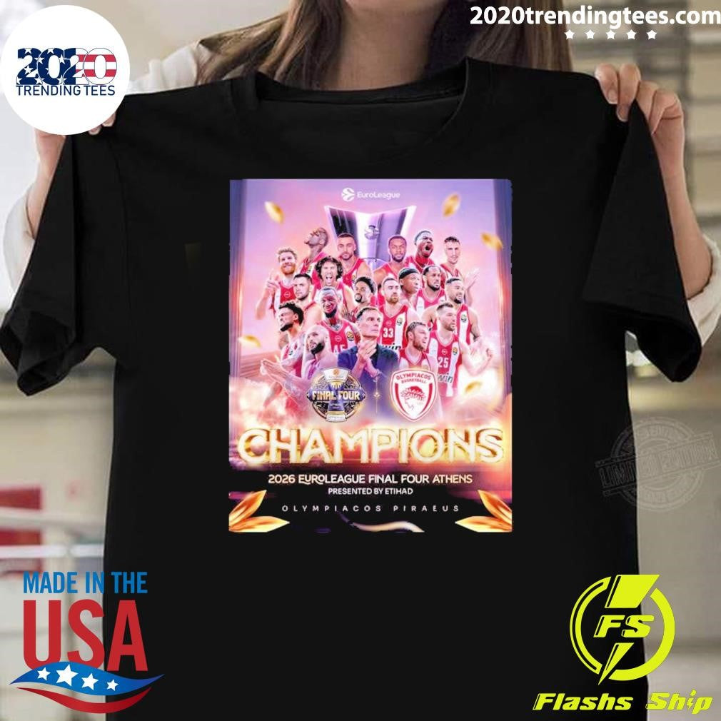 Olympiacos B.c. Champions 2026 Euroleague Final Four Athens Presented By Etihad Olympiacocs Piraeus Shirt