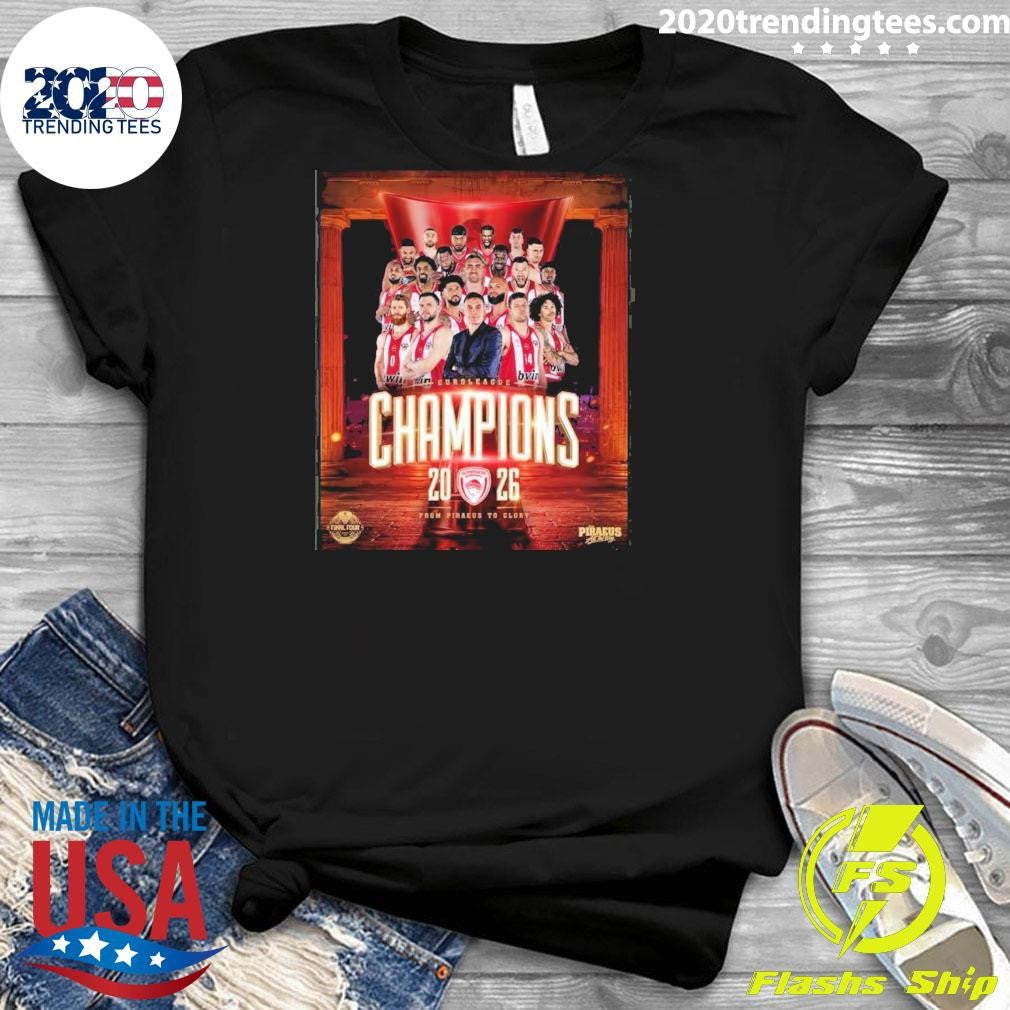 Olympiacos B.c. Euroleague Champions 2026 From Piraeus To Glory Shirt