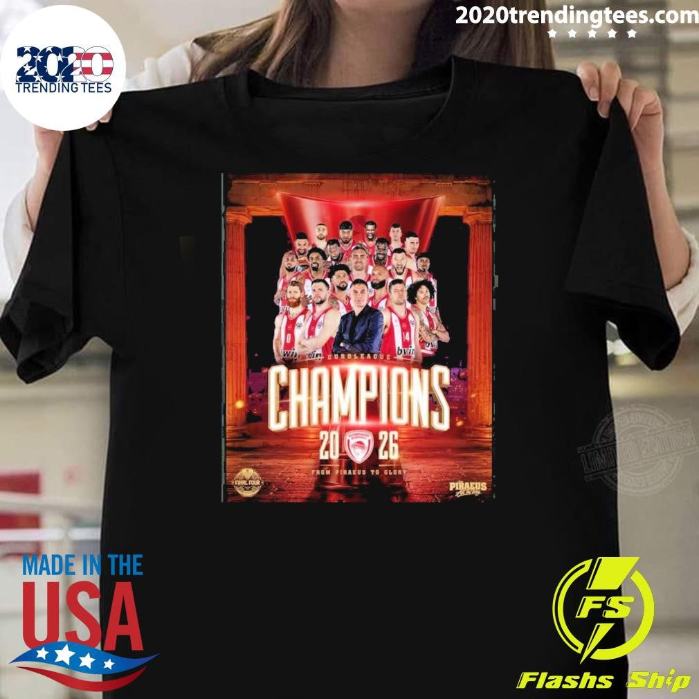 Olympiacos B.c. Euroleague Champions 2026 From Piraeus To Glory Shirt