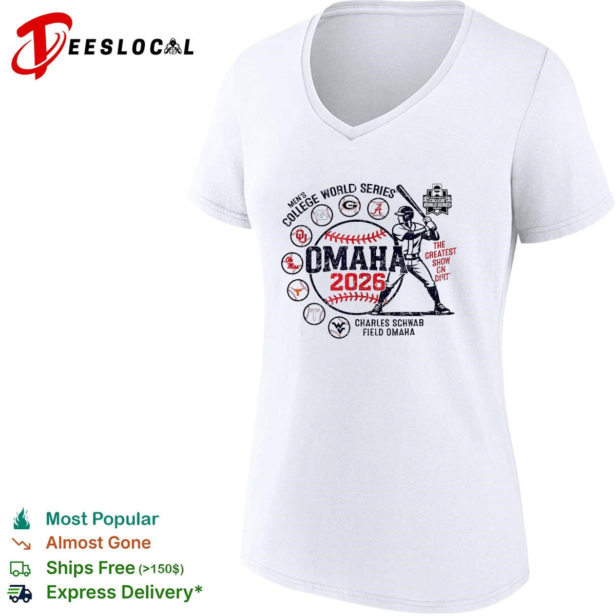 Omaha 2026 men’s college World Series Charles Schwab Field poster shirt