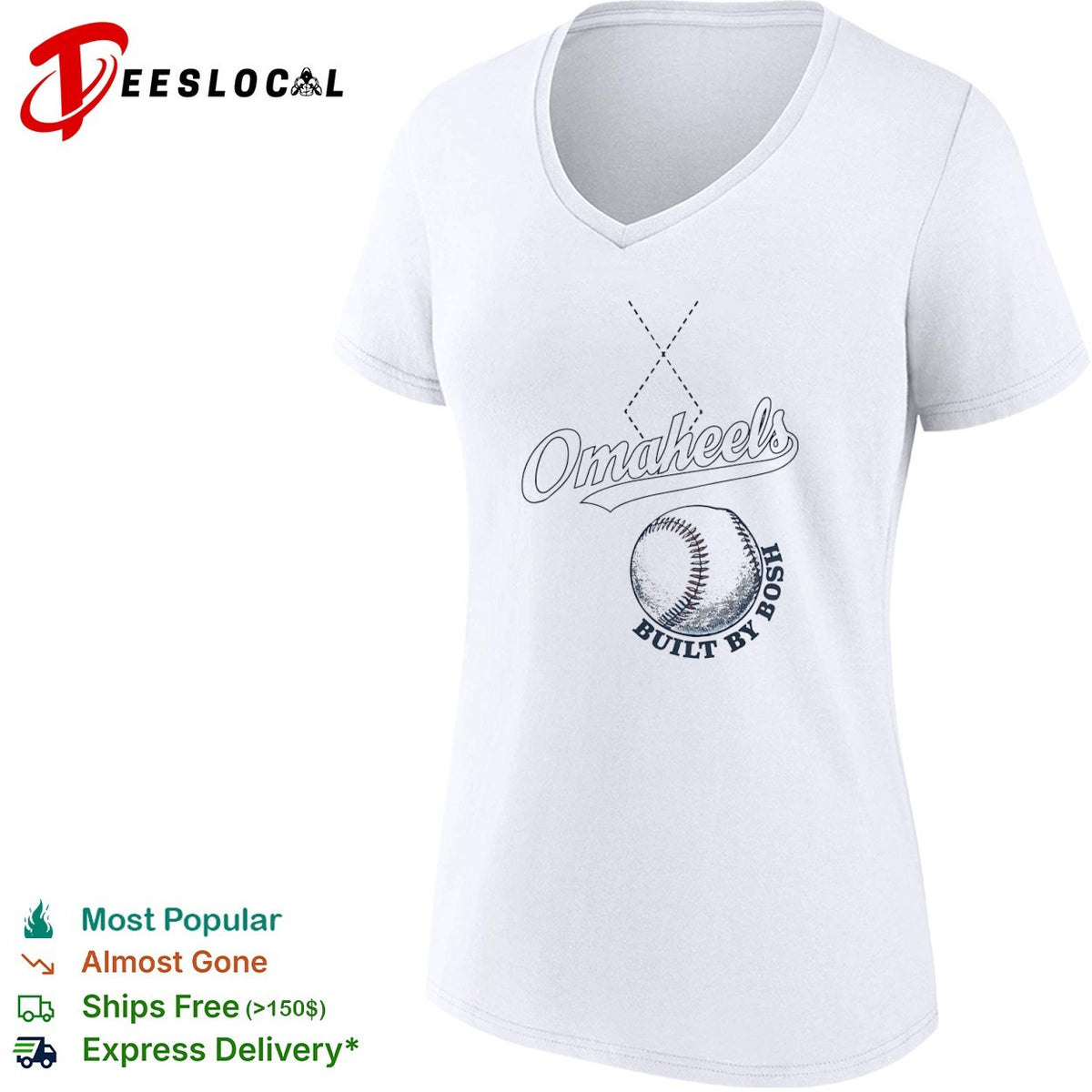 Omaheels Built by Bosh Baseball Team logo shirt