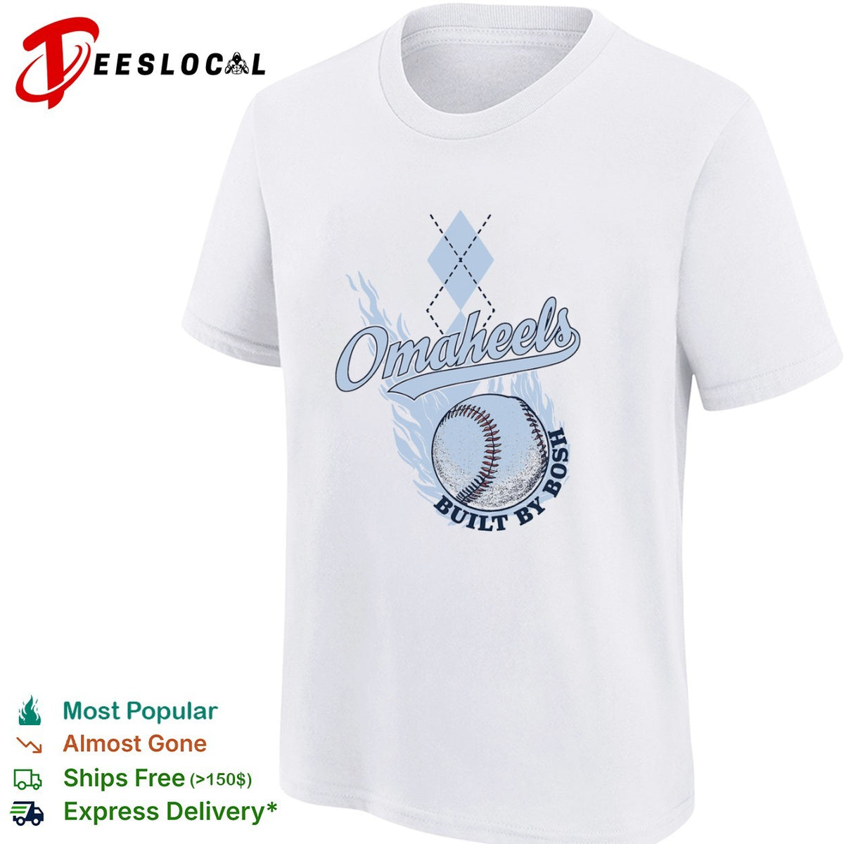 Omaheels Built by Bosh North Carolina Tar Heels College World Series Baseball shirt