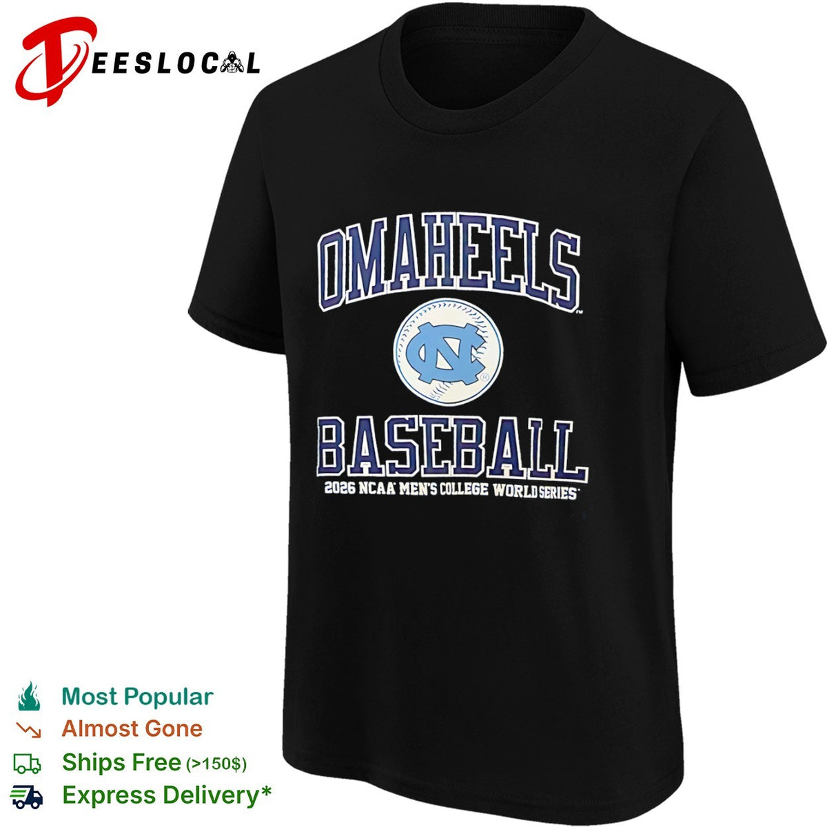 Omaheels North Carolina Tar Heels Baseball 2026 NCAA College World Series shirt