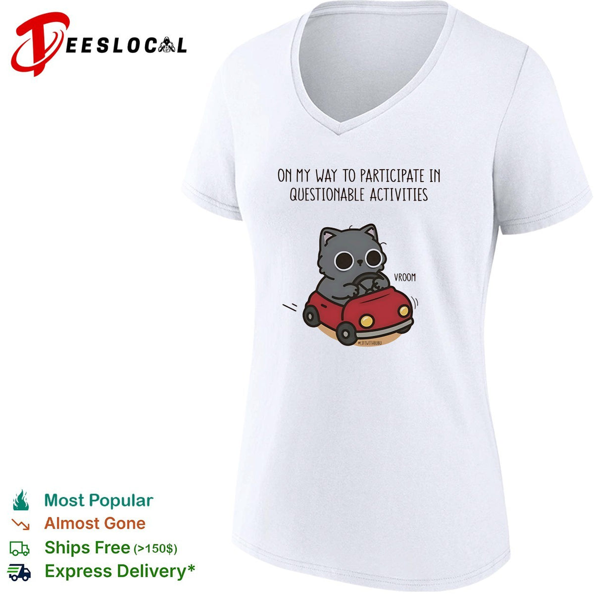 On my way to participate in questionable activities cat driving car shirt