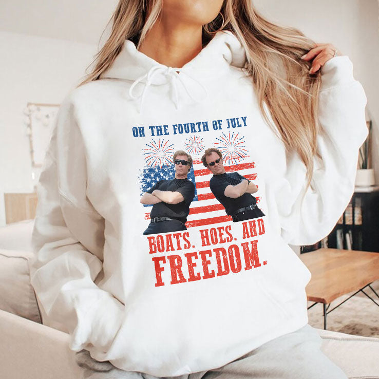 On the Fourth Of July Boats Hoes And Freedom Parody Step Brothers T Shirt
